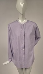 VINTAGE EARLY 1980’S LAVENDER CHECK COTTON SHIRT W WHITE BAND COLLAR