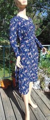 VTG 1930s Blue Novelty Print Rayon Home Made Dress 32W