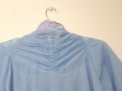 Vtg Eve Stillman by Gracette Modest Sheer Nightgown Blue Satin Puffed Sleeve