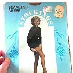 Seamless Sheer Stockings Flat Knit Size 10 100% Nylon Vintage USA Made NOS