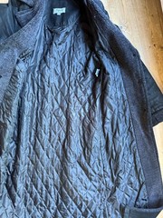 Vintage Leather Coat Real Leather Black Long 90s Teddy Collar Size 38-42