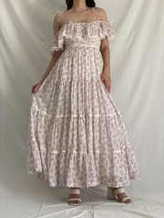 Vintage Gunne Sax Jessica San Francisco Floral Maxi Dress Cottagecore Prairie