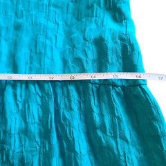 Vintage 80s AJ Bari Silk Teal Low Back Dress Sequence Rhinestone Puff Sleeve 8