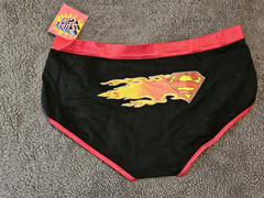 SuperGirl Intimates Women’s Boy Briefs Panties Sz: LARGE Color: BLACK/RED TRIM