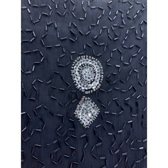 Stenay Black Beaded Silk Evening Jacket Large 80s Silver Sequin Formal Vintage