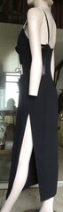 Vtg 80s Studibaker Hawk Black Column Gown Pearl Shoulder Straps 12/14