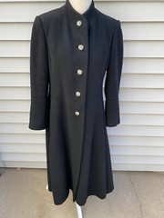Vintage Regency Cashmere Union Made US Black Long Coat Button Overcoat Size 4