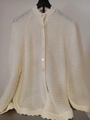 Vintage Crochet/ Knit Cream Shawl/cape With Buttons
