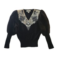 Vintage Black & White Embellished Sideffects Sweater – Size L
