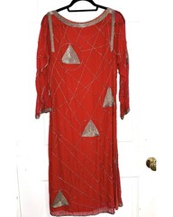 Vintage Red Beaded 70’s Disco Dress – As Is (see pics)