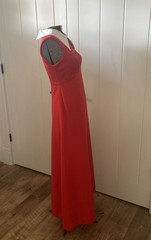 Vintage 1970’s Vicky Petite Empire Waist Polyester Red Maxi Dress White Collar