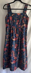 1970s Handmade Pinafore Midi Sundress Pintuck Bodice Jewel Tone Paisley Pattern