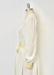Vtg 1940s White Lace Rayon Tula Boudoir Lingerie Robe Dress Dressing Gown