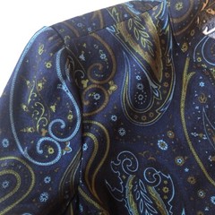 Vtg Notations Womens PM Velvety Soft Lightweight Blue Paisley Zip Up Jacket