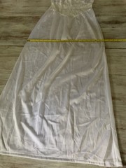 Vtg White Nylon Stretch Lace Nightgown Long Plunge Bridal Goddess Lady Ronte M