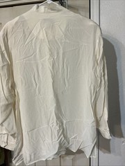 Vintage 80s Rhonda Lynn Women’s Silk Blouse. Size XL. Ivory W. Embroidery Front.