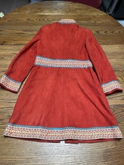 Vintage Bohemian “Suede” Sherpa Style Jacket Red Orange Boho Retro 60s 70s