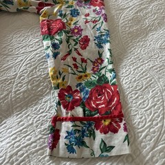 VTG Cotton Bathrobe~Floral~Red Rose Garden~Maxi-Length~Satin Trim Loungewear EUC