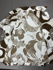 Vintage 70s Pykettes Women’s L Brown White Paisley Short Sleeve Retro Fashion