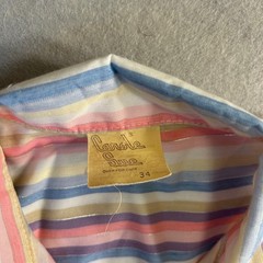 Vtg 70’s Western Pearl Snap Shirt Women’s Size 34 Metallic & Pastel Striped USA