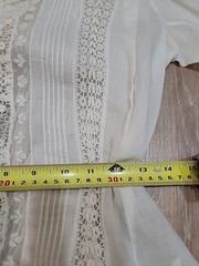Antique Edwardian 1930s White Cotton Lace Blouse High Neck Semi Sheer/ Display