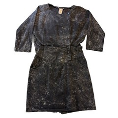 Vintage Grunge Acid Wash Denim Dress Black 80s Button Front Rocker streetwear