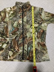 Vintage Y2K Toni Morgan Animal Print Sequin Zip Jacket Small Green Leopard Bling