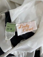 Vintage Lady Carol Of New York Dress Black White Flower 80s 70s Polyester
