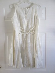 VINTAGE BE SMART IVORY SATIN SHEEN LACE-UP SLEEVELESS PARTY TWIRL DRESS 9/10