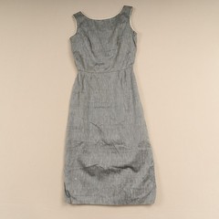 Vintage Fred Rothschild Dress Womens 8 Silver Cotton Rayon Silk USA Runs Small