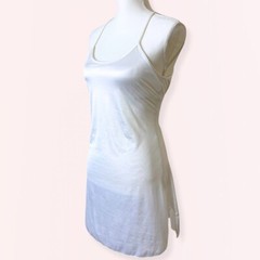 Vintage Cabernet Ivory Slip Dress – Size Medium, 1970s Shimmer Satin Lingerie