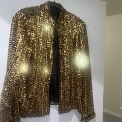 Vintage Rob Hill For Mister Jay Sequin Jacket Gold Large