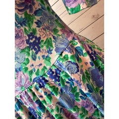 Expo Floral Dress 8 Vintage 80s USA Cottagecore Cottage Prairie Lace Shabby MIdi