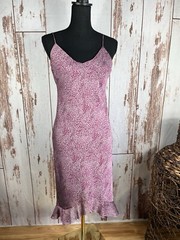 Vtg Rampage Slip Dress 7 Purple 90s Y2K Romantic Fairy Goth Midi Animal Print