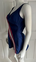 Vintage 1960s Robby Len Fashions Blue Striped Swimsuit Bathing Suit Skirt Bottom