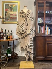 Vintage 1980s Dress-U Mauve Polka Dot Asymmetrical Whimsy Cardigan and Dress