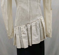 80s Vintage Moire Dress Taffeta Black White Peplum Drop Waist Maxi Button Back S