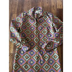 Vintage Disco Mod Dress Womens Size 12 Textured Geometric Hippie Groovy 60s 70s