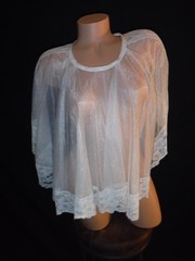 Gorgeous! VTG 50s/60s Sheer Shimmer Caplet/Shawl Lace Trim Lingerie One Sz S,M,L