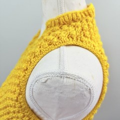 Vintage Handmade Yellow Popcorn Knit Vest AU Size 8-10 Boho Cottagecore