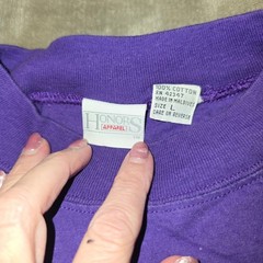 Vintage Honors Apparel Purple tshirt SHOULDER PADS 100% cotton Large cuff sleeve