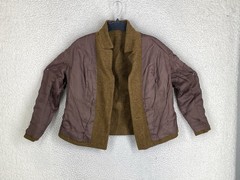 Vtg 50s Peacoat Blazer Crop Wool Tweed 42 EU Brown Austria Handmade Preppy READ
