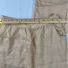 Vintage 70’s Linen Blend Neutral Two Piece Skirt Set Tan Short Sleeve Top Midi