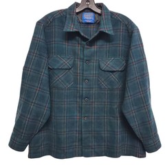 Vintage PENDLETON Shirt Womens XL Green 100% Wool Plaid Flannel Pocket Button Up
