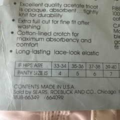 NOS Sears 3PR WHITE Blue Package Panties Sz 5 Acetate Tricot Elastic Leg Briefs