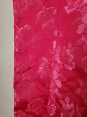Vintage Oriental Cheongsam Dress Floral Jacquard Brocade Taffeta Hot Pink
