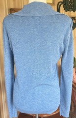 Vintage 1970s Knit Polo Sweater Long Sleeved Shirt Blue Novelty Denim Pocket XL