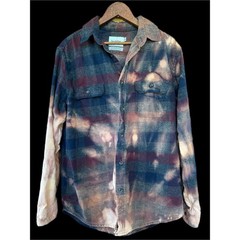 Moonshine Salvage Be Kind Puppy Dog Bleached Flannel Shirt M One of a Kind