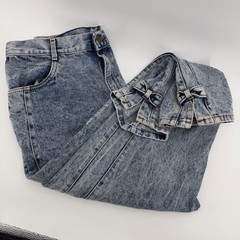 Chic Jeans Women 22W Blue Acid Wash Vintage 80s High Waist Tapered Ankle Bows