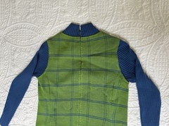 VTG 60’s Francesca For Damon Italy Green Blue Dress S/M Long sleeve MOD GoGo MCM
